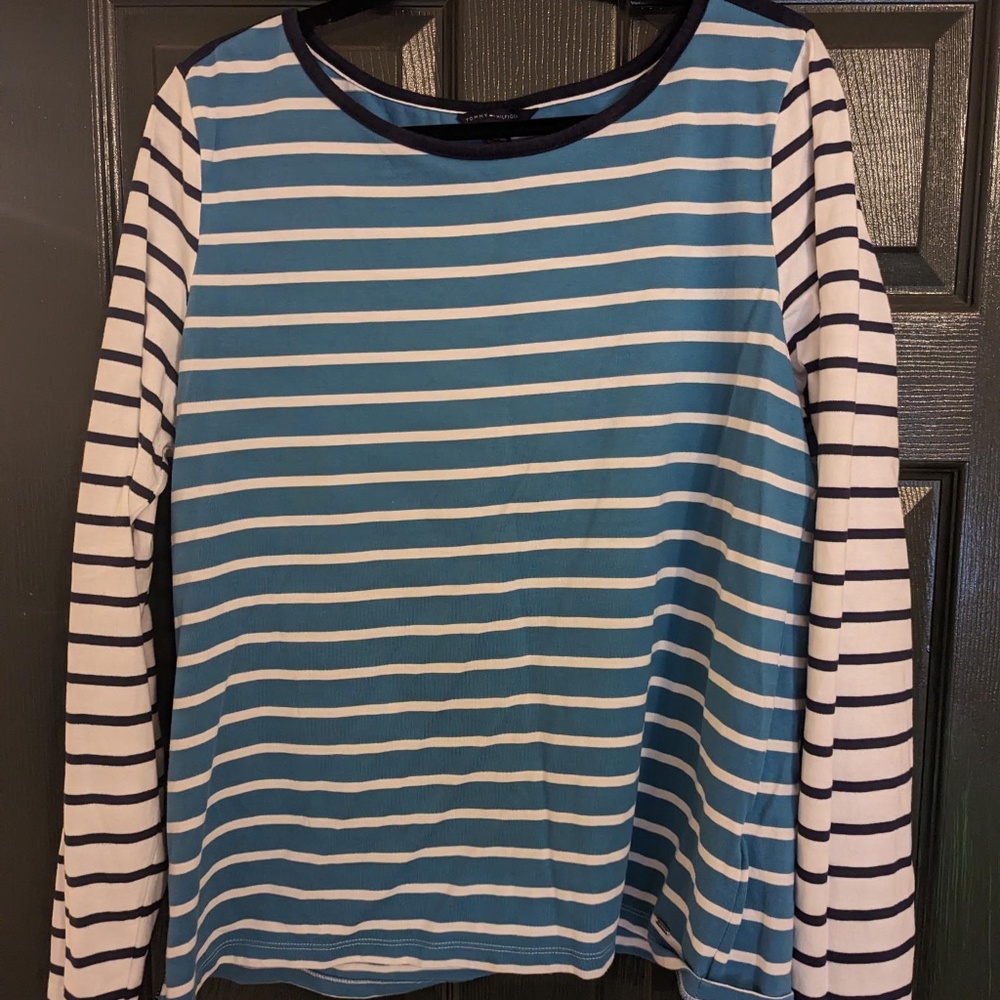 Tommy Hilfiger Long Sleeve Blue Striped Shirt